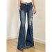 Vintage Rose Embroidered Flare Jeans For Women – Y2K Stretch Denim, Slim Fit, Low-Rise (Blue, S-XL)_mkmklike.com