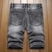 Men's Distressed Black Denim Shorts Vintage Washed Cotton Mid-Length Casual Streetwear with Rip And Fray Details_mkmklike.com