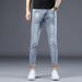 High End Jeans For Men's Korean Trendy Instagram Embroidery Print Reward Light Luxury Fashion Casual Pants_mkmklike.com