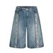 Men's Clothing Washed Retro Blue Color Print Design Men's Loose Straight Five Point Denim Shorts_mkmklike.com