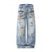 Men's High Quality Fashionable Distressed Denim Jeans Trendy And Edgy Cross Border Market Clothing_mkmklike.com