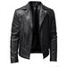Men's PU Leather Jacket Men's Stand Collar Punk Motorcycle Leather Jacket_mkmklike.com
