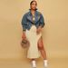 Women's Clothing Irregular Two-Wear Denim Jacket Indigo Blue Solid Workwear Streetwear Metal Buttons Spring/Autumn Fashion_mkmklike.com