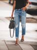 Women’s Clothing hole free elastic retro fashion denim trousers for women_mkmklike.com