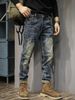 Men's Trendy Retro Ripped Jeans Slim Fit Stretch Casual Pants Cool American Style Long Trousers for Autumn/Winter_mkmklike.com
