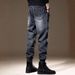 Men's Clothing Casual Straight Leg Jeans Loose Fit Workwear Pants With Multi-Pockets Stretch Denim Streetwear Style (Light Blue, Sizes M-4XL)_mkmklike.com