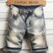 Men's Clothing Summer Retro Denim Shorts Men's Trendy Brand Ins Cat Whisker Slim Straight Casual Stretch Shorts Trendy Mid Length Pants_mkmklike.com