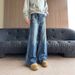 Vintage Washed Distressed Straight Jeans For Men & Women - Mid Waist Slim Fit Comfortable Denim Pants With Cat Whisker Details_mkmklike.com