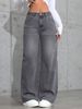 Women's Vintage Gray Washed Jeans – Relaxed Straight-Leg Denim Pants For Streetwear & Casual (S-XXL)_mkmklike.com