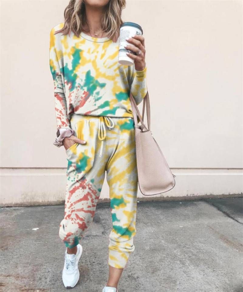 Women's Clothing 2024 spring autumn and winter printed casual long sleeved women's sports suit_mkmklike.com