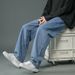 Men's Straight Leg Jeans | Relaxed Fit Winter & Spring Casual Trousers | Simple Solid Color Wide Leg Denim Pants For Men_mkmklike.com