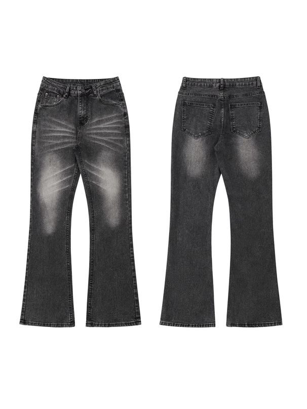 Men's Clothing Men's Slim Fit Stretch Jeans Cleanfit Washed Style High Street Vibe Black Gray Straight Leg Jeans_mkmklike.com
