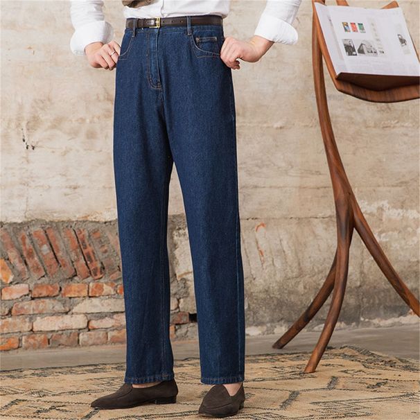 Men's Clothing British Autumn High Waisted Straight Leg Jeans For Men Washed High End Stylish Versatile Trousers_mkmklike.com