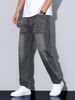 1pc Men's High-street Loose-fitting Washed Jeans. These Retro-style Distressed And Whitened Straight Pants Feature High Elasticity And Breathability,_mkmklike.com