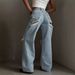 Women’s Distressed Flare Jeans | Light Blue Relaxed Straight-Leg Denim Pants (S-L)_mkmklike.com