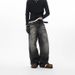 Vintage Blue Denim Jeans For Men, Retro Clean Fit Loose Straight Leg Trousers, High Waist Comfortable Casual Pants For Spring & Fall_mkmklike.com