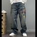Men's Clothing Men's Trendy Edgy Graffiti Print Distressed Jeans High Street Style Loose Fitting Straight Leg Trousers For Spring Autumn_mkmklike.com