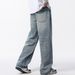 American Washed Jeans Men Loose Street Trend Straight Pants Casual Simple Versatile Wide-Leg Long Trousers_mkmklike.com