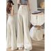K Off White Wide Leg Jeans, Women's Trendy And Versatile New Style, High Waist Slimming, Belly Covering, Slim Fit Design, Slightly Flared Pants_mkmklike.com