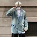 Denim Top Spring/Autumn New Vintage Unique Design Loose Suit Collar Jacket_mkmklike.com
