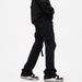 Unisex High Street Style Flared Straight Leg Jeans with Laces Black Casual Cargo Pants for Men And Women Instagram Inspired_mkmklike.com