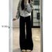 Women's Winter Flared Jeans - Warm Fleece-Lined Straight Leg Black Denim Pants For Everyday Comfort_mkmklike.com