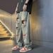 Men's Clothing Men's Summer Thin High Street Beggar Straight Pants Ins Trendy Wide Leg Pants_mkmklike.com