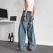 High Street Vintage Washed Wide-Leg Jeans for Men Oversized Denim Pants with Distressed Details_mkmklike.com