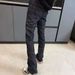 Dark Blue Men's Trendy Brand Slightly Flared Denim Trousers High Street Style Original Color Segmented Deconstructed Patchwork_mkmklike.com