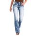 High-Waisted Stretch Flare Jeans – Women’s Vintage Washed Denim Pants With Bootcut Silhouette & Medium Elasticity (S-XXL, Classic Blue)_mkmklike.com