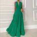 Women's Clothing Women's V neck High Waist Sleeveless Casual Style Long Dress_mkmklike.com