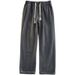 Jeans Men's New Drawstring Elastic Band Wide Loose High Street Straight Leg Trendy Casual Pants_mkmklike.com