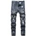 2026 Men's Stretch Skinny Jeans With Knee Rips - Comfortable Slim Fit Denim Pants For Casual Wear_mkmklike.com