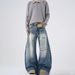 Men's Clothing Men's Loose Curved Knife Jeans High Street Premium Washed Retro Whiskered Distressed Design American_mkmklike.com