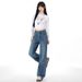Shisanxing·Yunheyu Popular Style Rhinestone-embellished Light Blue Narrow High-waisted Straight Jeans For Women_mkmklike.com
