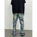 Women's Clothing Digital Printing Erosion Damage Washed Retro Distressed Jeans_mkmklike.com
