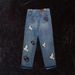 Retro Cartoon Straight Leg Jeans High Waisted Slimming Loose Fit Wide Leg Graffiti Print Men New Autumn Style_mkmklike.com