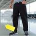 Russian Men's Black Loose Fit Jeans Mid Waist Straight Leg Pants With Slight Stretch For Comfortable Wear_mkmklike.com