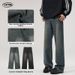 Men's Retro Washed Jeans Unisex Cleanfit Loose Straight Leg Slimming Trousers Mid Waist Cotton Blend High Street Style_mkmklike.com