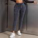 Women's High-Waisted Hip Lifting Skinny Jeans 15706# Elastic Denim Relaxed Everyday Wear Comfortable Feshion_mkmklike.com