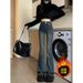ELLE Cement Gray Retro Flared Jeans For Women, Autumn Winter 2025 New Style, Fleece Lined, Thickened, High Waist, Slim Fit,_mkmklike.com