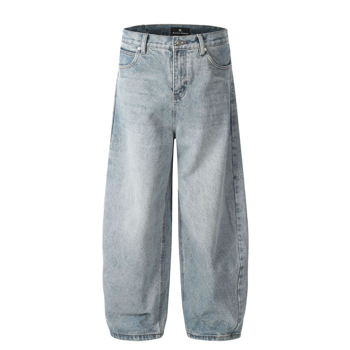 Men's Clothing Retro 2025 Autumn And Winter Neutral Trend Washed Blue High End Men's Loose Cross Leg Denim Trousers_mkmklike.com