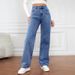 Women's Y2K Fashion Loose Straight Leg Trousers Retro Washed Denim Jeans Simple American Style Cross Border Wholesale_mkmklike.com