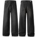 Baggy Straight-Leg Jeans – Distressed Black Washed Denim Pants With Vintage Stone Wash (Relaxed Fit)_mkmklike.com