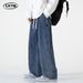 Men's Straight Leg Jeans Versatile Blue Grey Loose Fit Wide Leg Pants Trendy Archer0603 Casual Denim_mkmklike.com