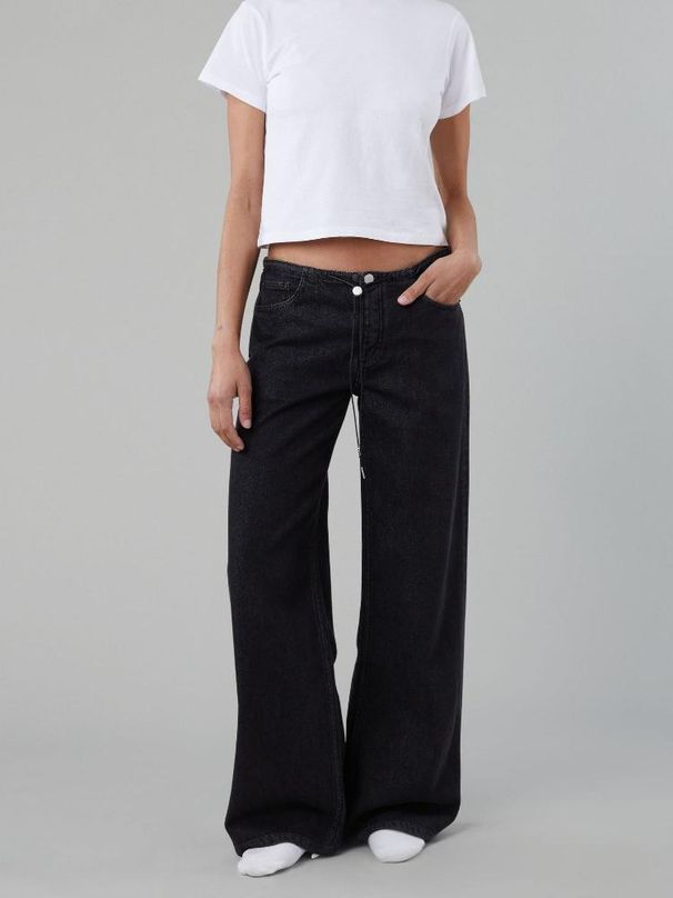 Adjustable Drawstring Low Rise Jeans - Relaxed Fit Stretch Denim Pants (Blue, Light Blue, Black, White, Indigo) - Sizes XS-3XL_mkmklike.com