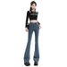 Women's Clothing Flared Jeans High Waist Vintage Denim Pants Slim Fit Retro Bootcut Style For Petite & Tall_mkmklike.com