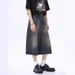Men's Vintage Washed Denim Shorts Retro High Street Loose Fit Mid-Thigh Cargo in Black Navy Retro Blue_mkmklike.com