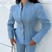 Women's Elegant Slim Fit Denim Jacket Long Sleeve Button up European American Style Autumn New Design Cross Border Fashion_mkmklike.com