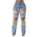 Women's Clothing Hole Heavy Beaded Beaded Stretch Jeans Trousers Women Jacket Two Piece Set_mkmklike.com